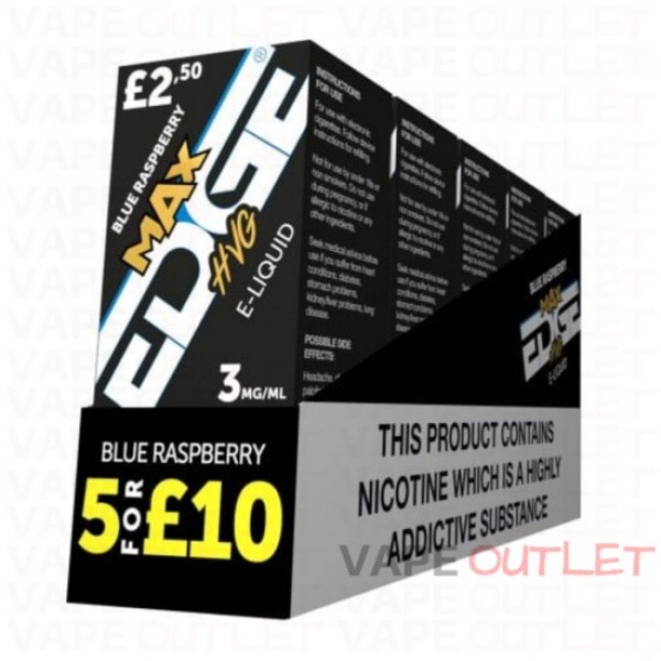 EDGE MAX Eliquid BLUE RASPBERRY 3MG 5-PACK
